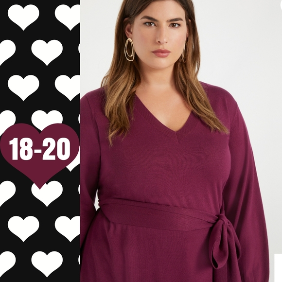 Eloquii Sweaters - Eloquii Tie Waist V Neck Sweater Tunic